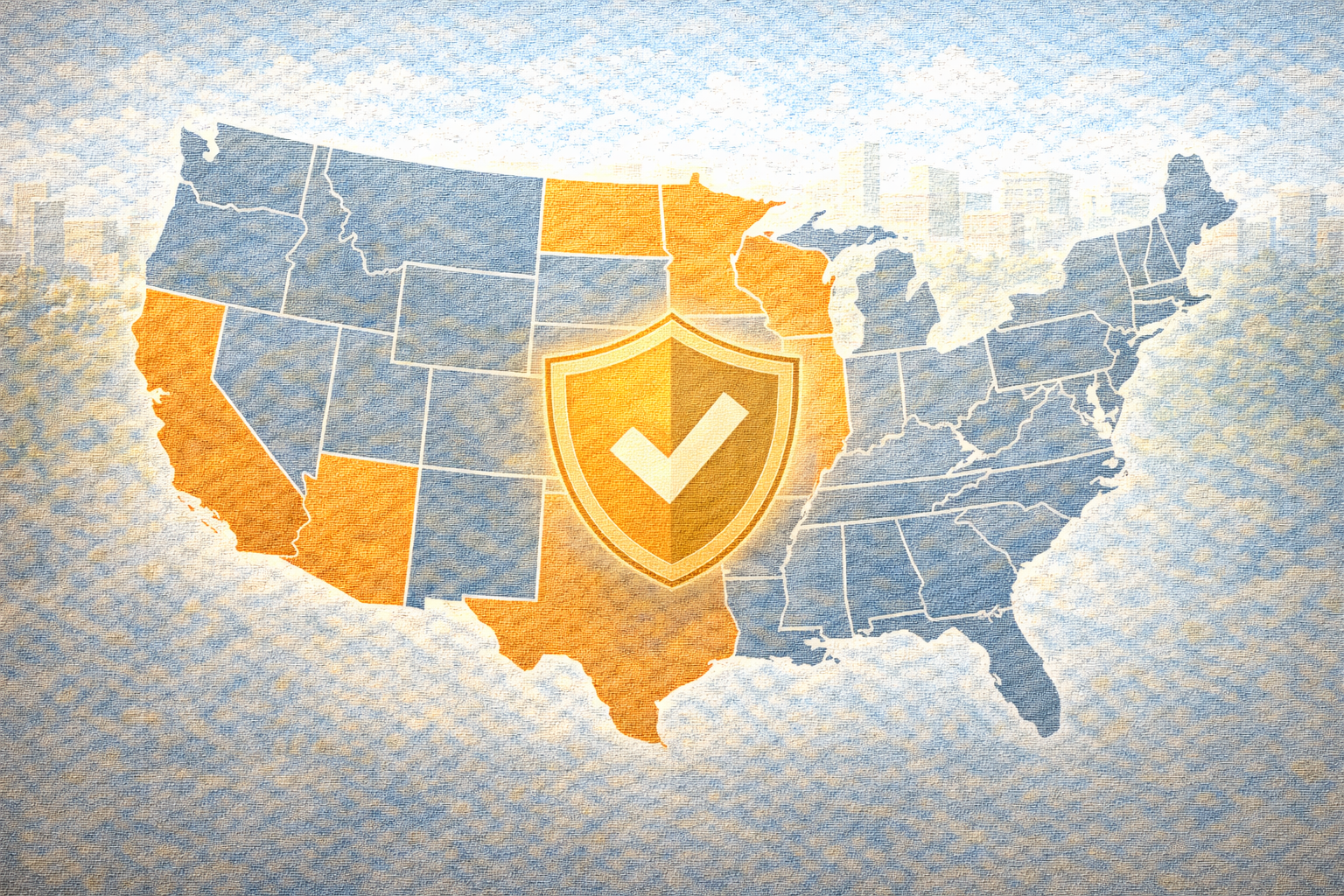 Illustration highlighting U.S. states that require minimum insurance coverage.